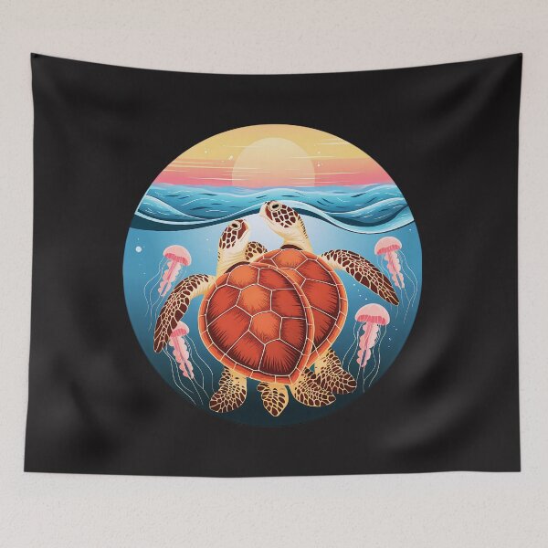Item preview, Romantic Sea Turtles Mating At Sunset Ocean Scene designed and sold by elynne9.
