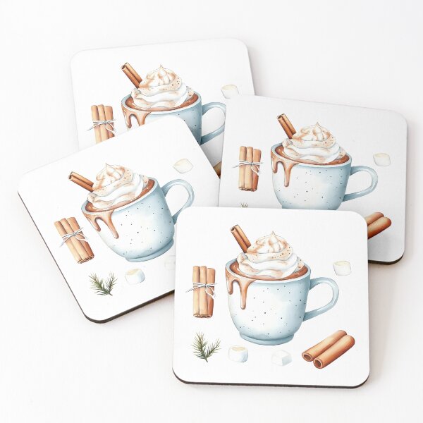 Item preview, Watercolor cozy winter hygge with ceramic mug of hot cocoa, whipped cream, and marshmallows designed and sold by Jayjaynaenae.