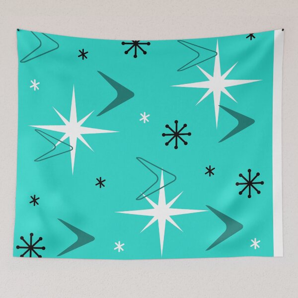 Item preview, 1950s Retro Art Boomerangs Turquoise designed and sold by thepixelgarden.