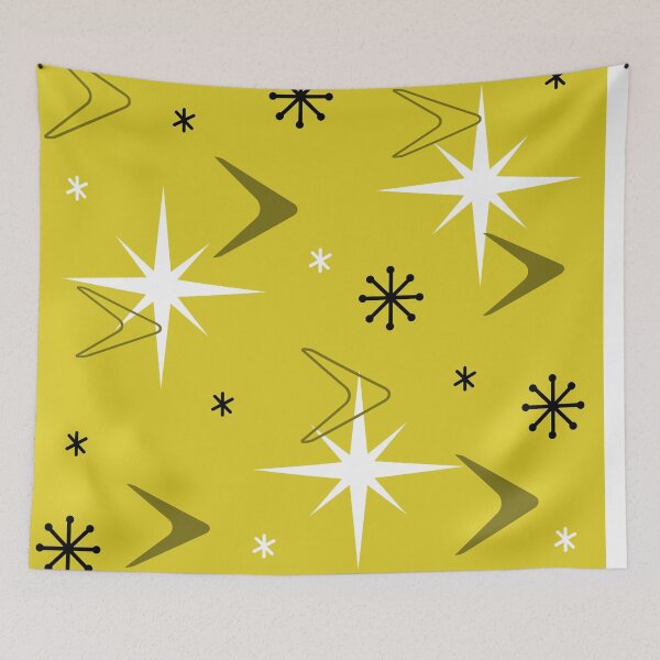 Item preview, 1950s Retro Art Boomerangs Yellow designed and sold by thepixelgarden.