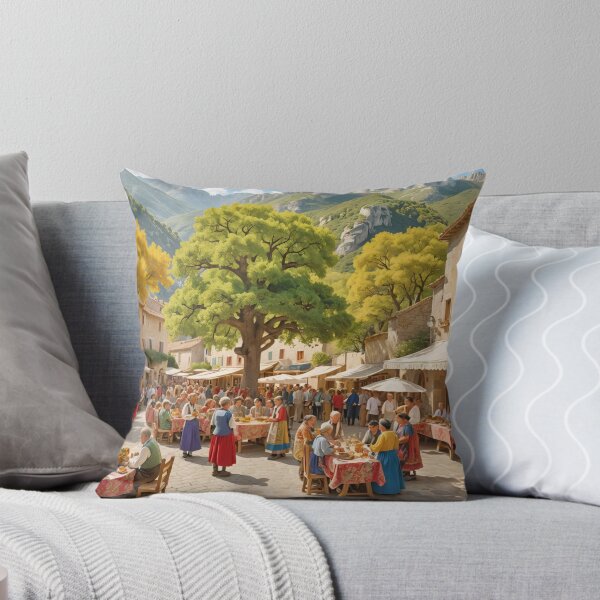 Item preview, Charming Village Feast Under a Majestic Tree designed and sold by ZenOfAIarts.