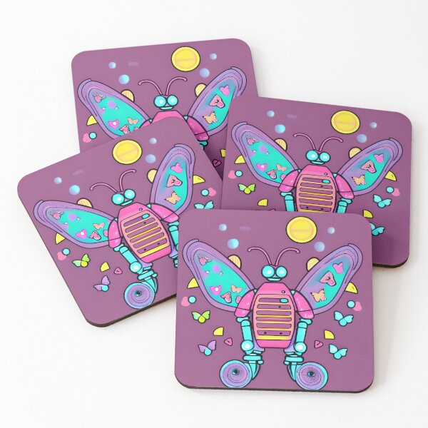 Item preview, Fat Robot Butterfly with Purple Background and Yellow Sun designed and sold by omgnovalynn.