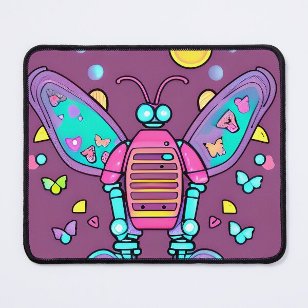Item preview, Fat Robot Butterfly with Purple Background and Yellow Sun designed and sold by omgnovalynn.