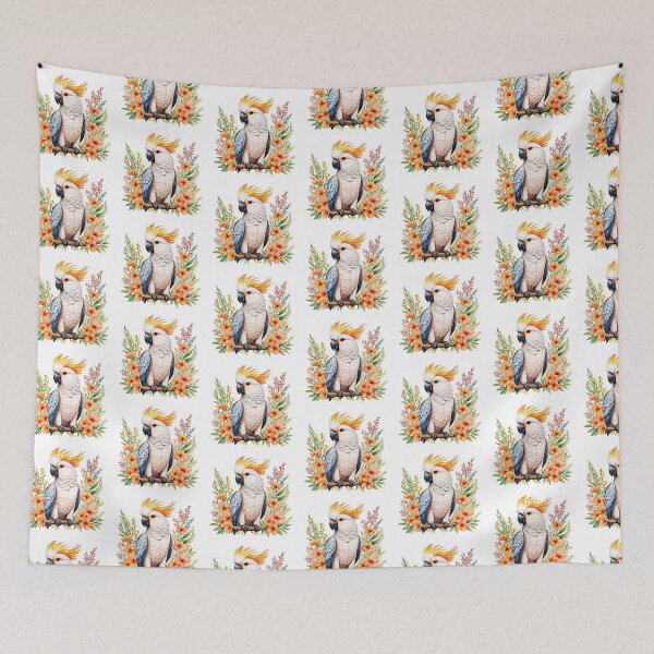 Item preview, Moluccan Cockatoo And Flowers designed and sold by TheAnimalZ00.