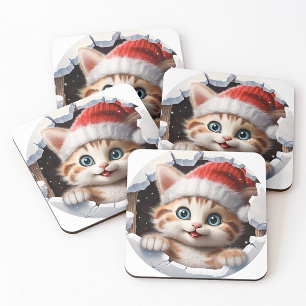 Item preview, Adorable Christmas Kitten Peeking Through Festive Wall designed and sold by CultDigHoriz.