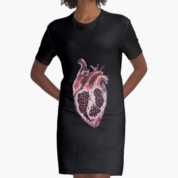 Pomegranate Heart Graphic T-Shirt Dress
