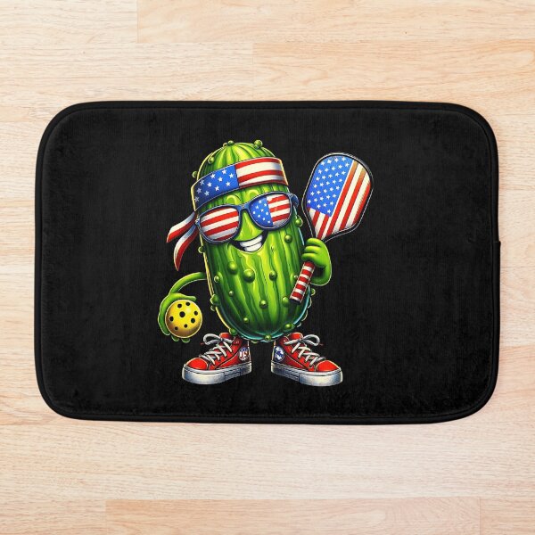 Item preview, Jugador de pickleball patriótico con pepino sosteniendo una paleta hecha con la bandera de EE. UU. designed and sold by Smix Pixels.