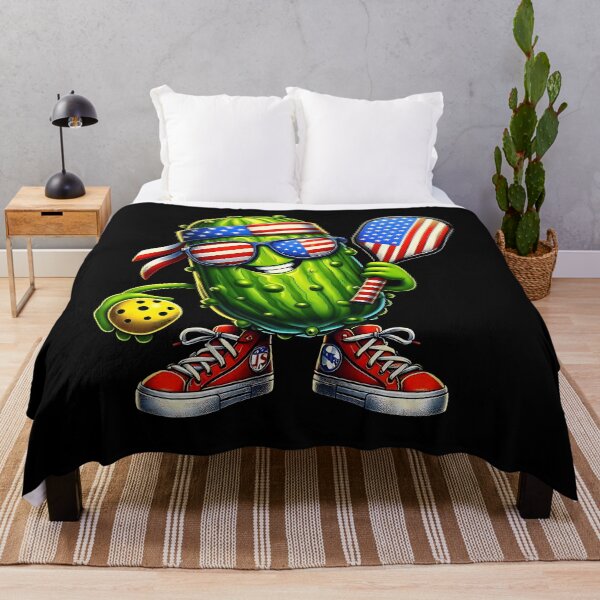Item preview, Patriotic Cucumber Pickleball Player Holding Paddle Made With Usa Flag designed and sold by Smix Pixels.
