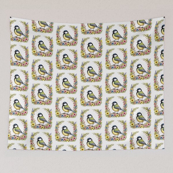 Item preview, Great Tit Bird And Flowers designed and sold by TheAnimalZ00.