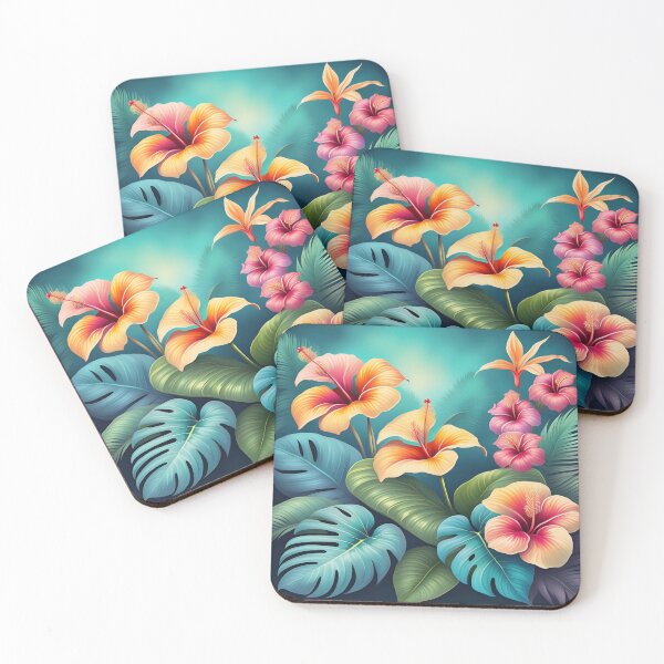 Item preview, Monstera and Flower Scene in Beautiful Jungle Tropics designed and sold by Sticker-Tree.