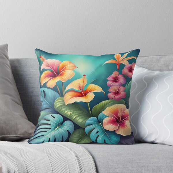 Item preview, Monstera and Flower Scene in Beautiful Jungle Tropics designed and sold by Sticker-Tree.