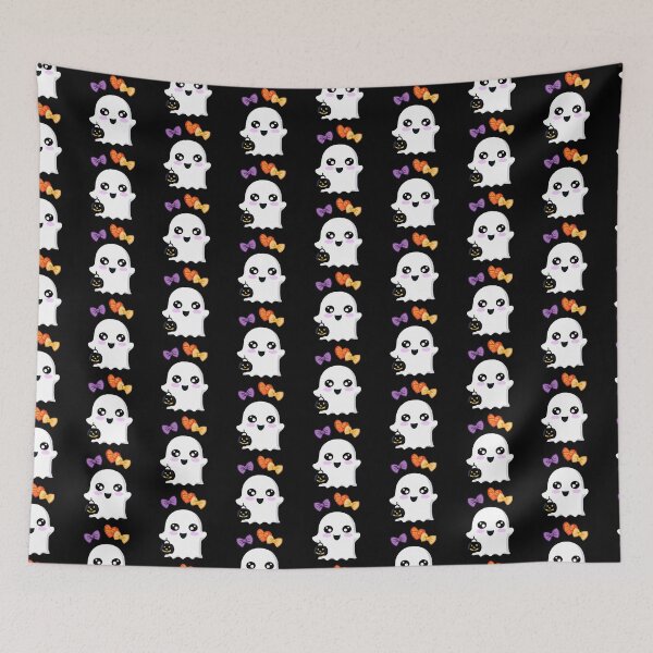 Item preview, Kawaii Halloween Ghost with Jack-o-Lantern designed and sold by LuDLC.
