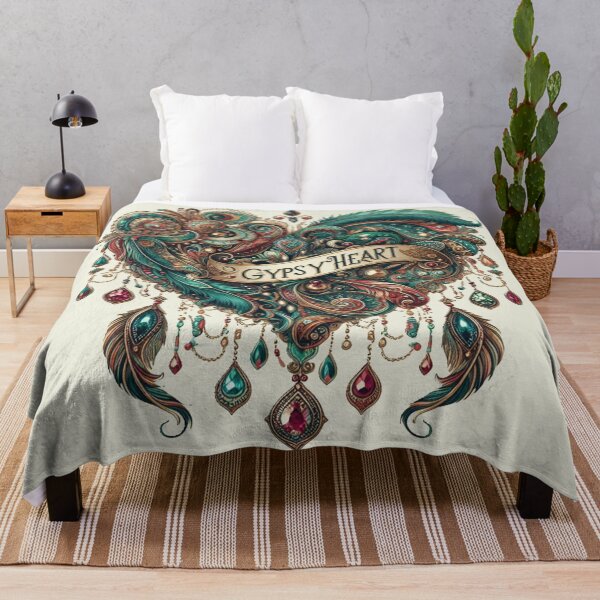 Item preview, Gypsy Heart Boho Art Print - Intricate Jewel-Toned Design with Feathers & Crystals designed and sold by GardenReign.