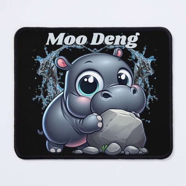 Item preview, Cute Hippo Hugging Rock - Moo Deng Illustration designed and sold by lojadpop.