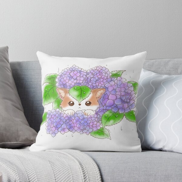 Item preview, Mochi and Hydrangea Cute Kawaii Flower and Dog in Rain designed and sold by Amy Caves.