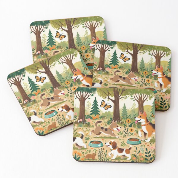 Item preview, Woodland Playtime - A Forest Adventure with Happy Pups designed and sold by WheelieGdArt.