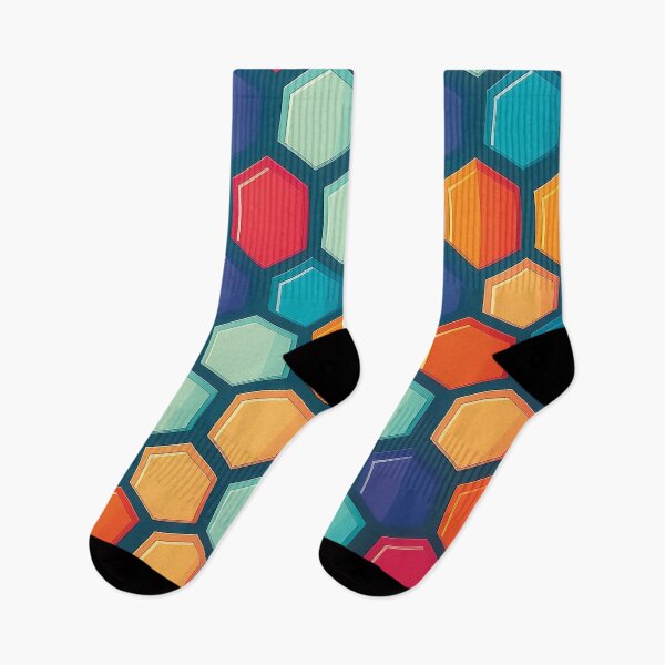 Aperçu de l'œuvre Un motif moderne avec des formes hexagonales nettes et épurées et des couleurs colorées. créée et vendue par HEMRO.