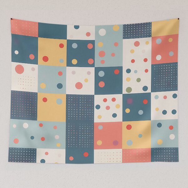 Item preview, A checkerboard pattern design with ditsy polka dots in various sizes and colors, designed and sold by HEMRO.