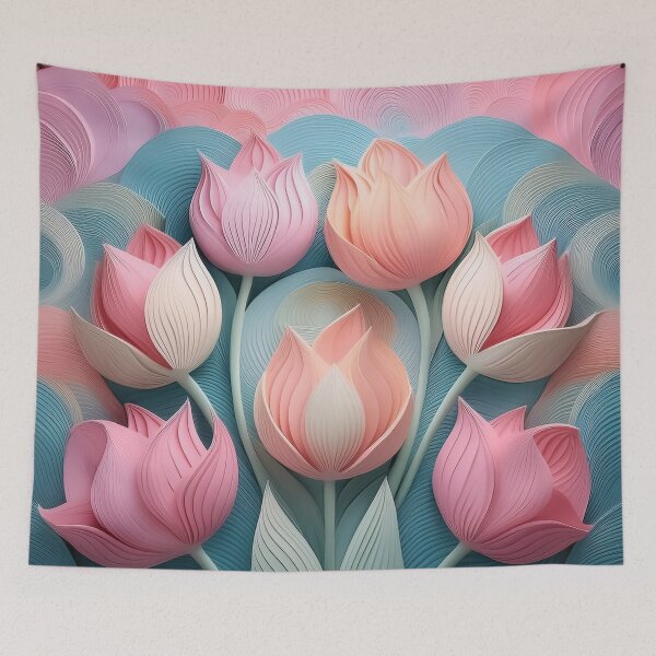 Item preview, An intricate pattern design with waves circles and tulips in a vibrance pastel of colors designed and sold by HEMRO.