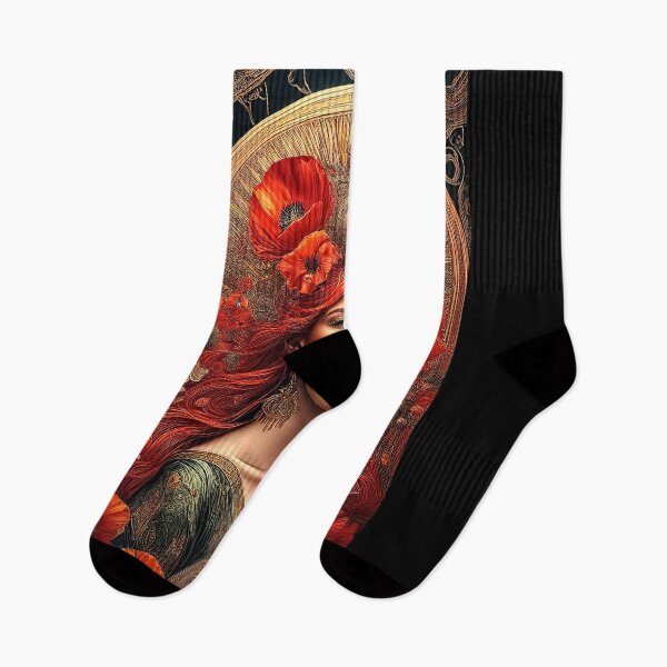 Item preview, Red hair and poppies. Art nouveau designed and sold by andreisky.