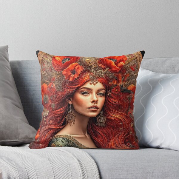 Item preview, Red hair and poppies. Art nouveau designed and sold by andreisky.