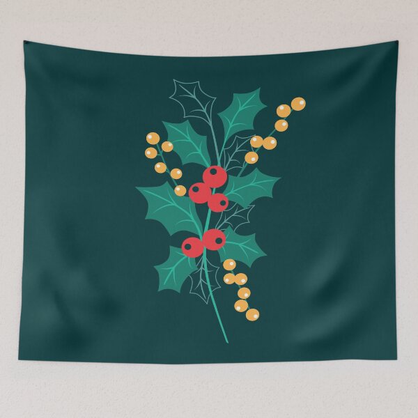 Item preview, Retro Christmas winter flora berries bouquet green designed and sold by Dana Du.
