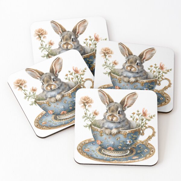 Item preview,  Bunny in a floral teacup designed and sold by macco775.