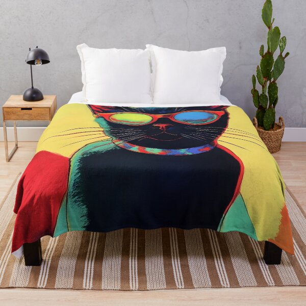 Item preview, Hipster retro psychedelic cat print  designed and sold by dcrc.