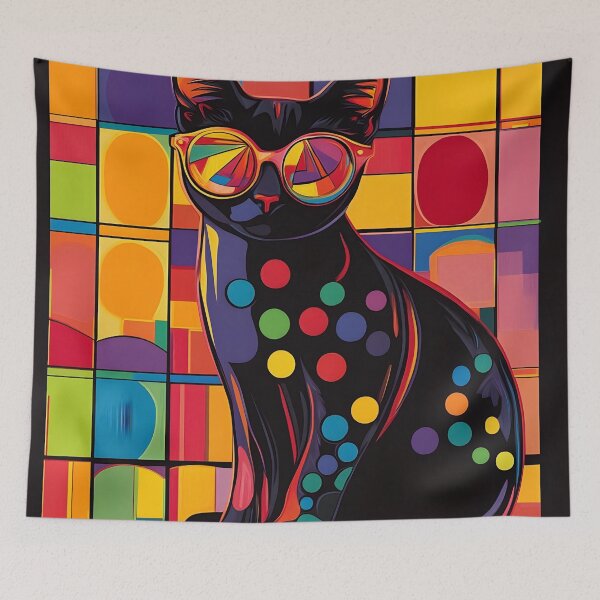 Item preview, Copy of Hipster retro psychedelic cat print  designed and sold by dcrc.