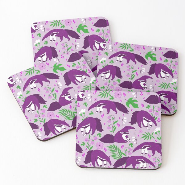 Item preview, purple anteater cute animal floral  designed and sold by Gossip Rag.