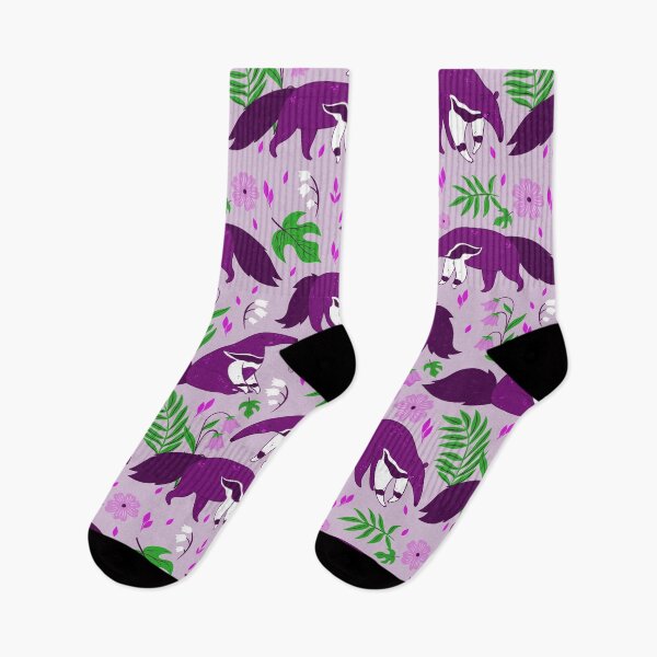 Item preview, purple anteater cute animal floral  designed and sold by Gossip Rag.