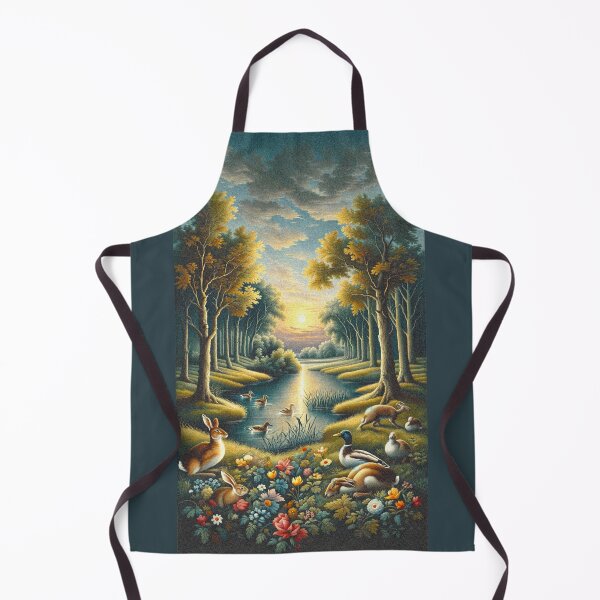 Item preview, Woodland Landscape, Rabbits and Ducks among the flowers, Flemish Tapestry Art designed and sold by DrewRomeoCo.