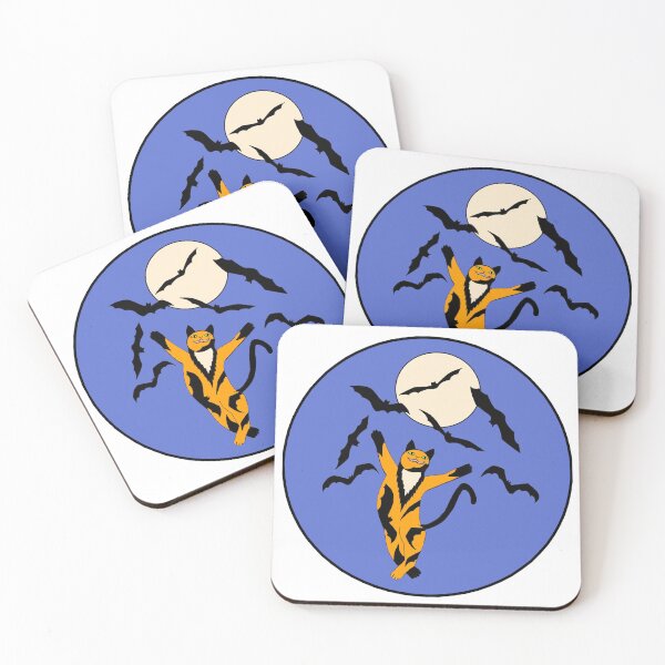 Item preview, Calico Cat Dances with Bats Circle Die Cut designed and sold by JoyousArt4u.