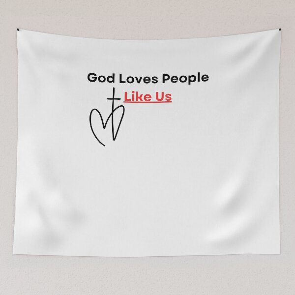 Item preview, God Loves People Like Us, black/red font designed and sold by Redeemed365.