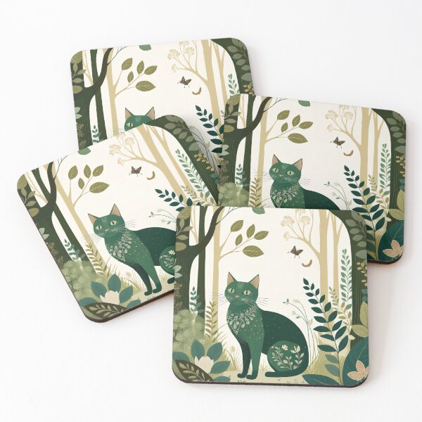 Item preview, Green Cat Wild Life Abstract Vintage Zentangle Art designed and sold by Witty Shirts.