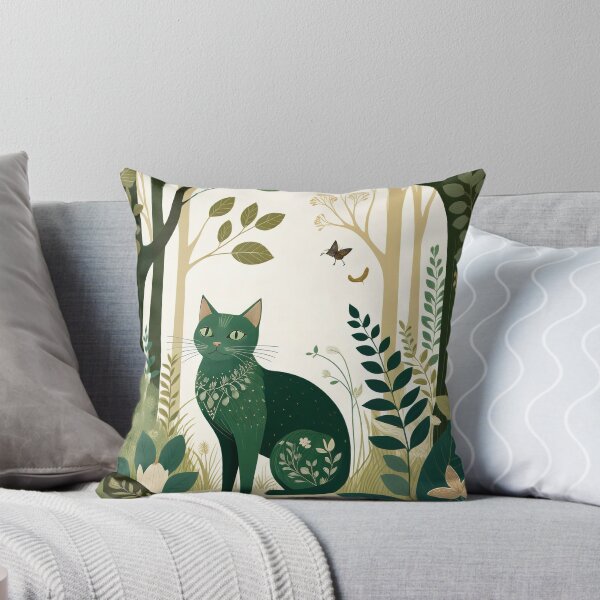 Item preview, Green Cat Wild Life Abstract Vintage Zentangle Art designed and sold by Witty Shirts.