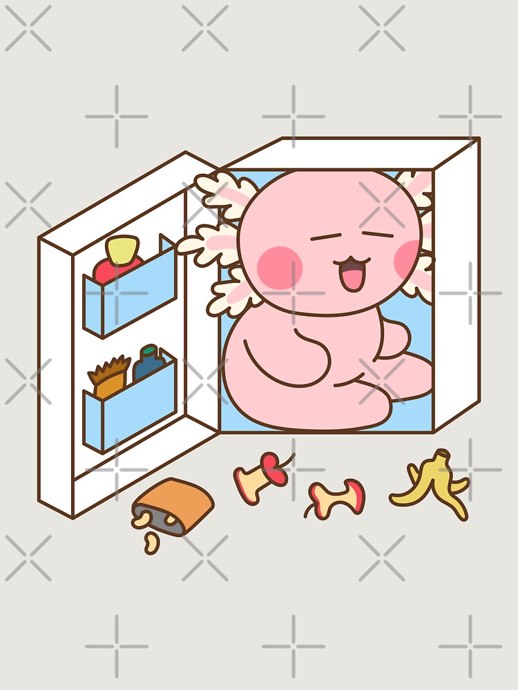 Imagen 6 de 6, Sudadera oversize prémium con la obra Cute pink axolotl stuffed into the fridge during hot summer, diseñada y vendida por Inthepaper-.