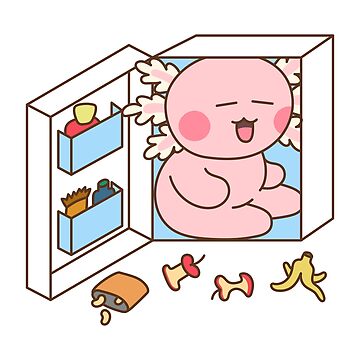 Imagen de la obra Cute pink axolotl stuffed into the fridge during hot summer de Inthepaper-