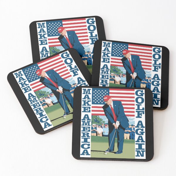 Item preview, Make America Golf Again Trump golfing in Maga hat designed and sold by PerkyParakeet.