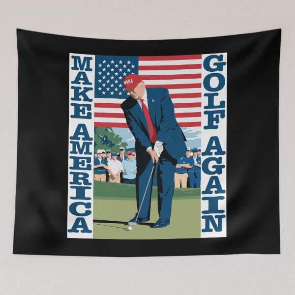 Item preview, Make America Golf Again Trump golfing in Maga hat designed and sold by PerkyParakeet.