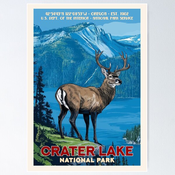 Item preview, Crater Lake National Park, Vintage Travel designed and sold by PinkandP.