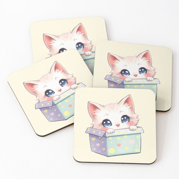 Item preview, Adorable Kitten Popping Out of Box | Cute Cat Illustration designed and sold by UniGift.