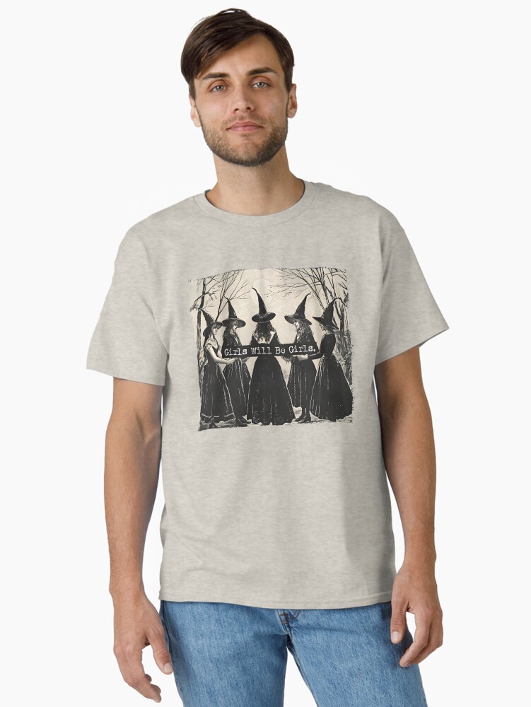 Thumbnail 2 of 7, Classic T-Shirt, Girls Will Be Girls: Witch Coven Vintage Style designed and sold by FlickerFrogByBO.