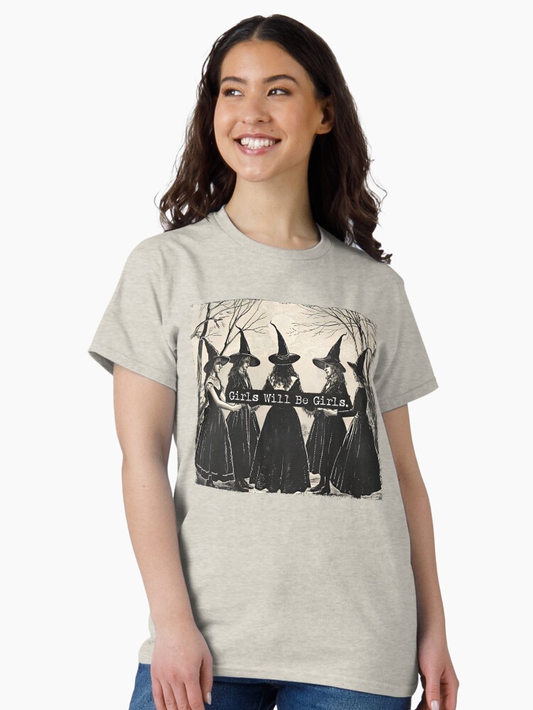 Thumbnail 1 of 7, Classic T-Shirt, Girls Will Be Girls: Witch Coven Vintage Style designed and sold by FlickerFrogByBO.