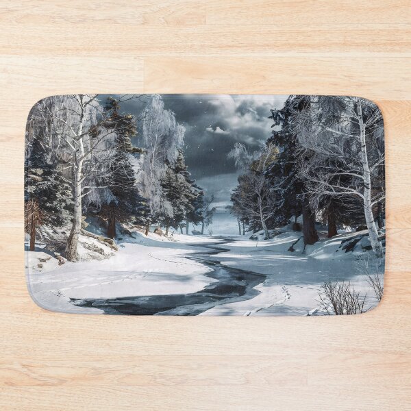 Item preview, Winter Landscape with Snowy Stream and Trees designed and sold by ZetaDream.