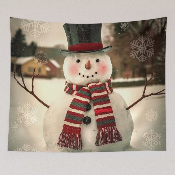 Item preview, Vintage Snowman 1950s Christmas Winter Scene designed and sold by ZetaDream.