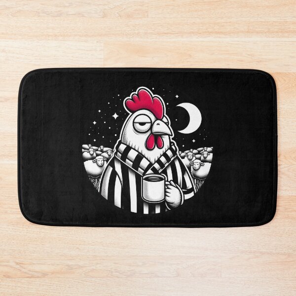 Item preview, Rooster in a Striped Bathrobe Drinking Coffee at Night designed and sold by FrozenRoscoe.