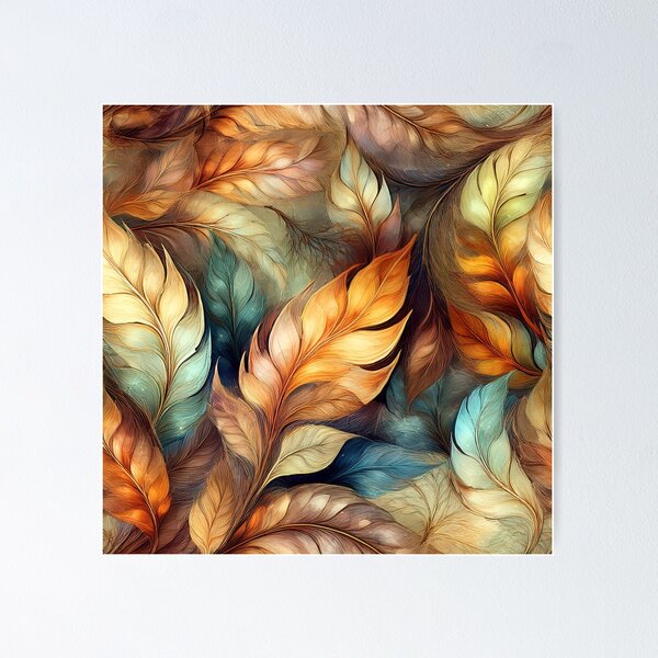 Item preview, Feather and leaf inspired colourful warm dreamy autumn floral #36 designed and sold by GeoffBeattie.
