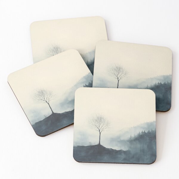 Item preview, Solitary Tree in Misty Landscape | Minimalist Nature designed and sold by solynneart.