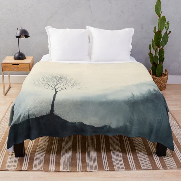 Item preview, Solitary Tree in Misty Landscape | Minimalist Nature designed and sold by solynneart.